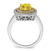 14K Two-Tone Lab Grown VS/SI+ G+ Dia & Created Yellow Sapphire Ring